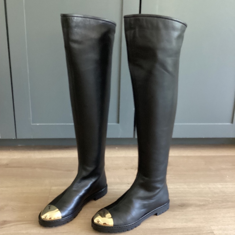 NIB Giuseppe Zanotti Leather Over-The-Knee Boots Black Leather 37 6.5
